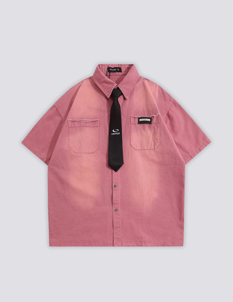 Chemise avec Cravate rose