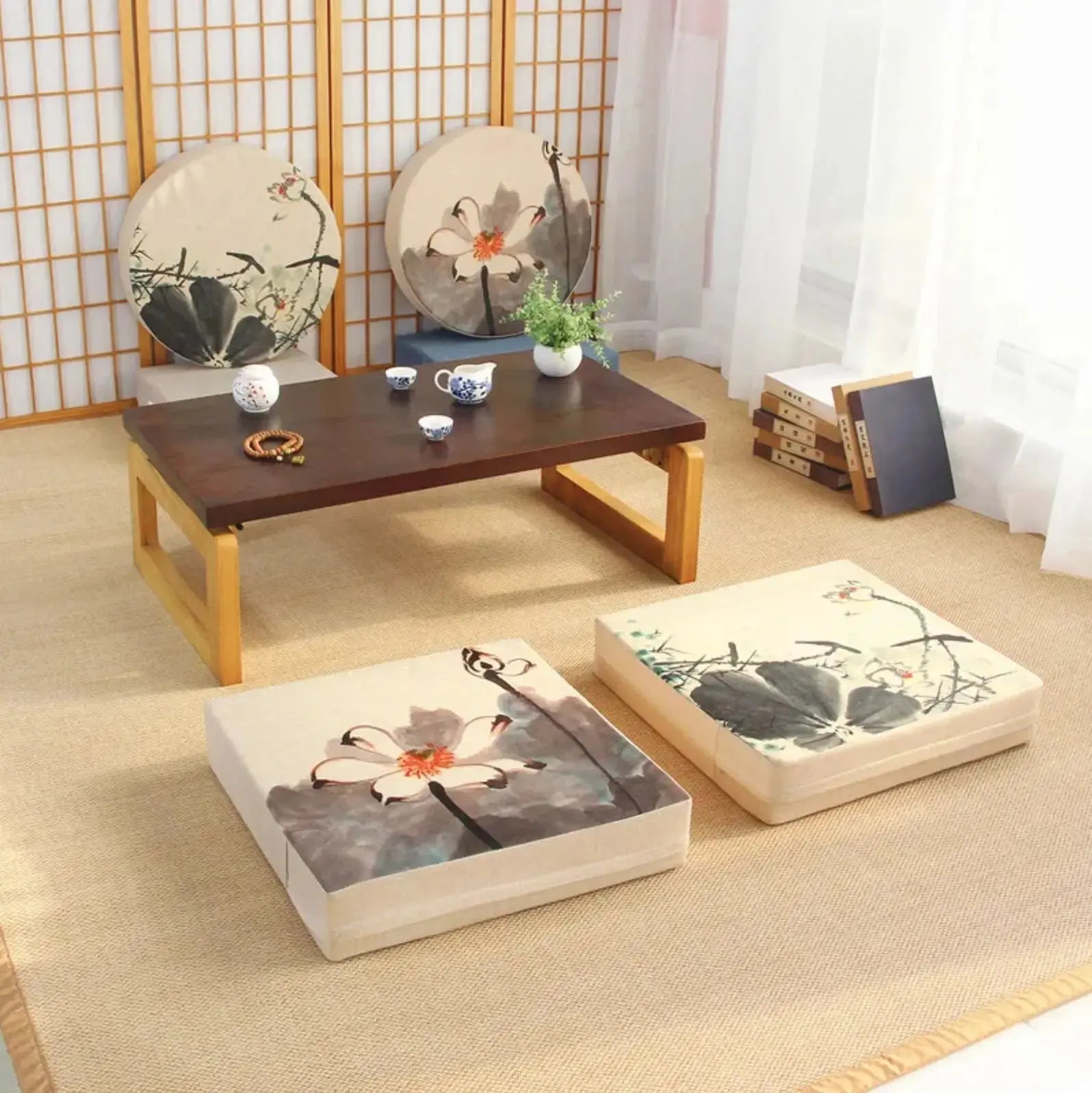 Coussin japonais à fleurs carré 'Ogaki' Japanstreet