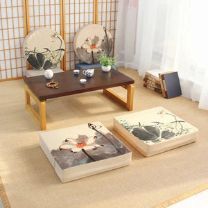 Coussin japonais à fleurs carré 'Ogaki'