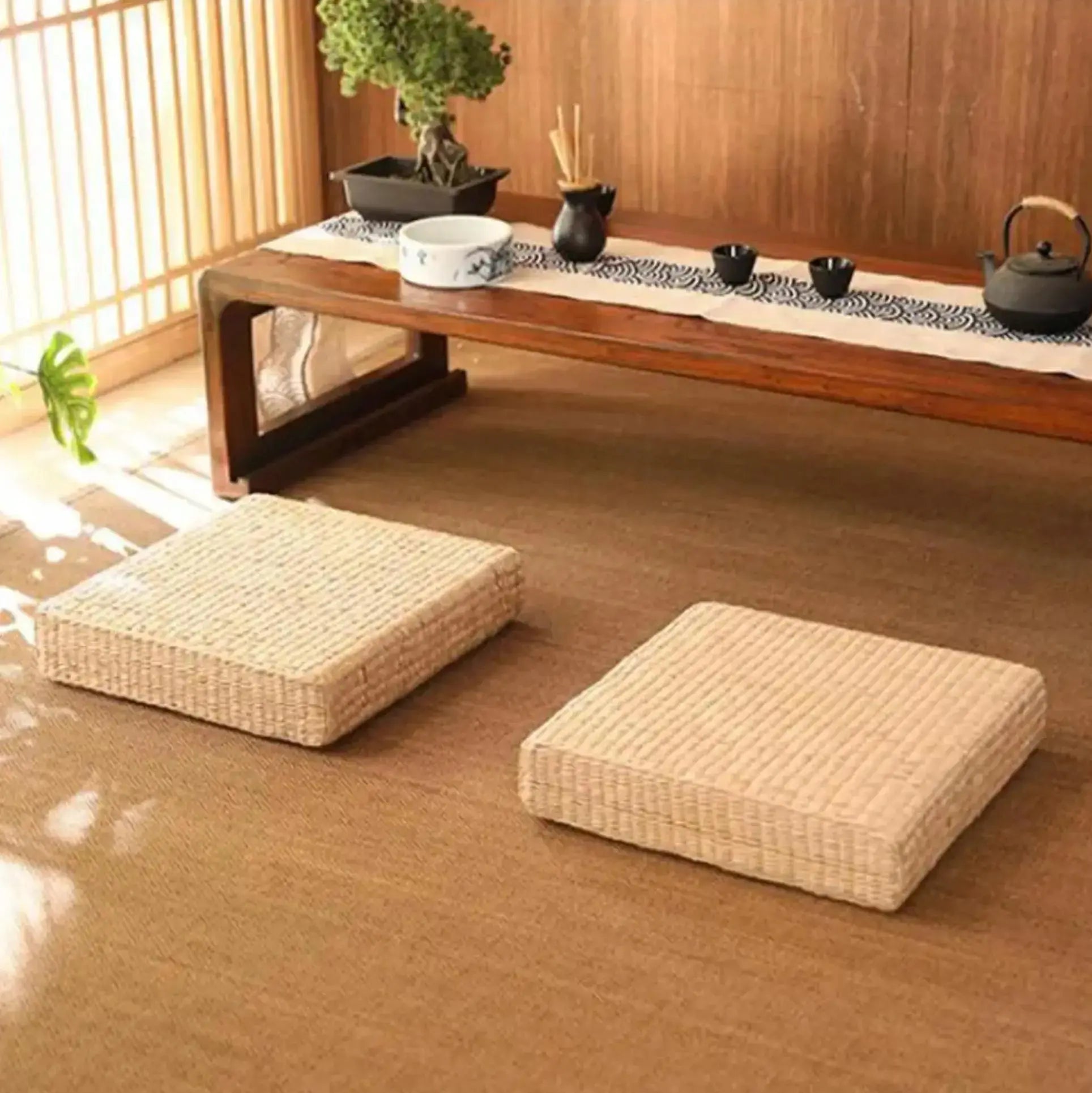 Coussin japonais carré en tatami 'Mokiro' Japanstreet