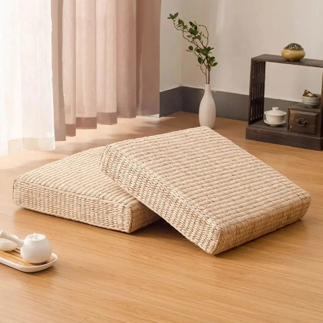 Coussin japonais carré en tatami 'Mokiro' Japanstreet