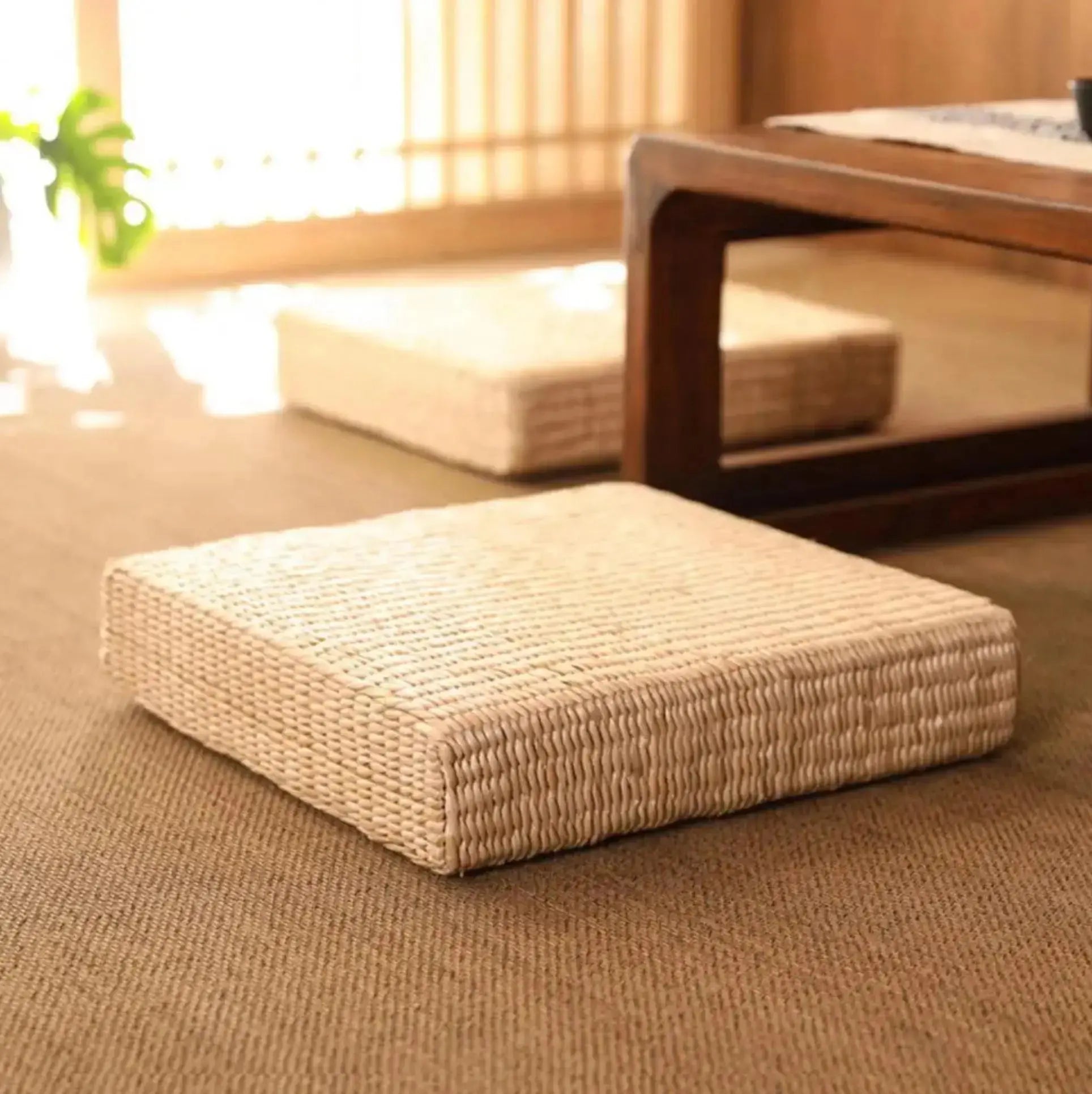 Coussin japonais carré en tatami 'Mokiro' Japanstreet
