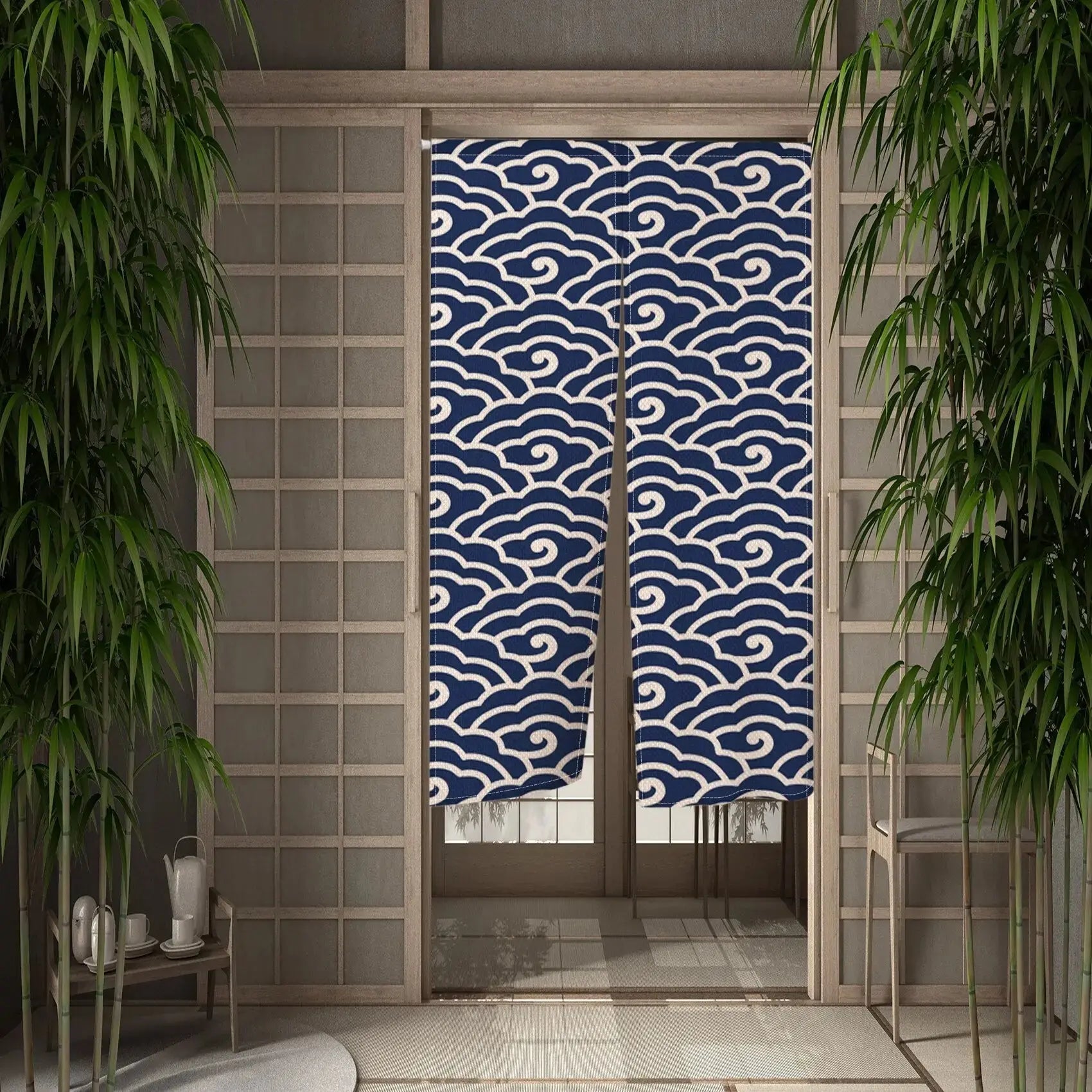 Noren Japonais au motif nuage