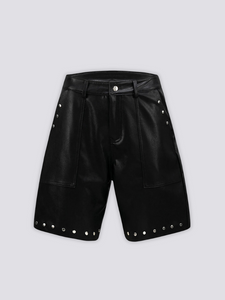 Short en Cuir Noir - レザー