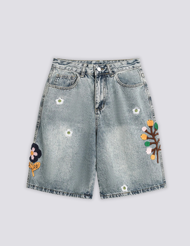 Short en Jean Brodé
