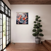 Tableau japonais d'un couple de poissons japonais appelé carpe koi au Japon