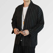 Veste Kimono Blanche & Noir 'Kaito'