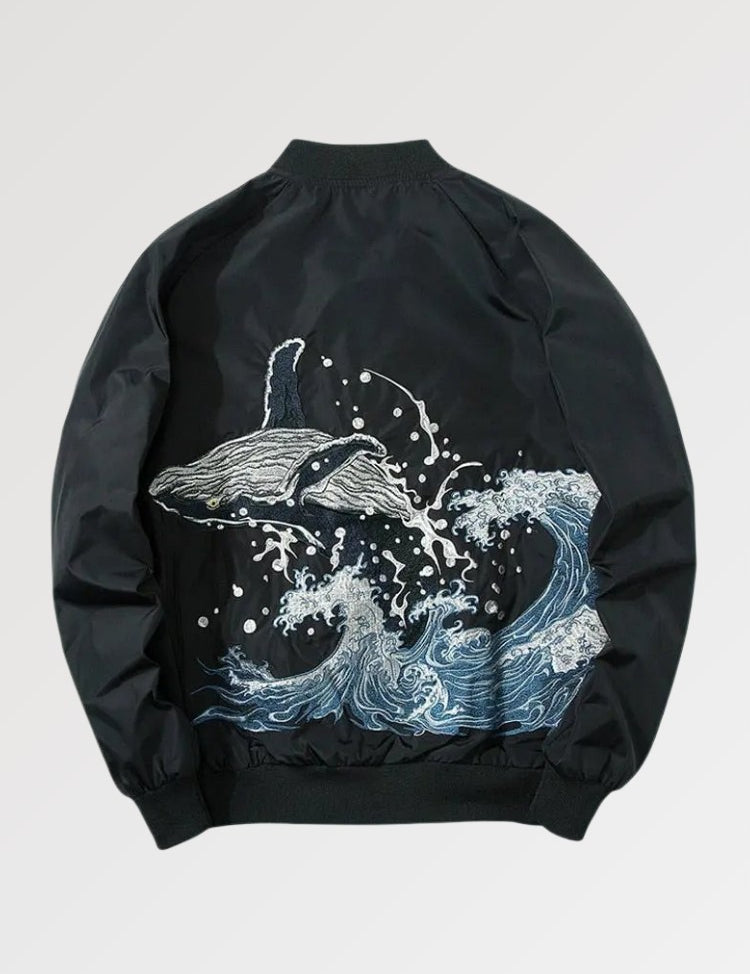 Bomber Japonais Rouge 'Wave x Whale'