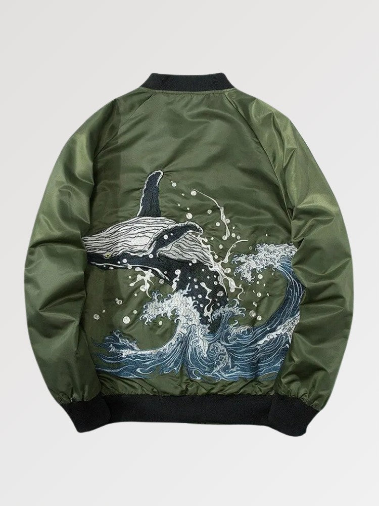 Bomber Japonais Rouge 'Wave x Whale'