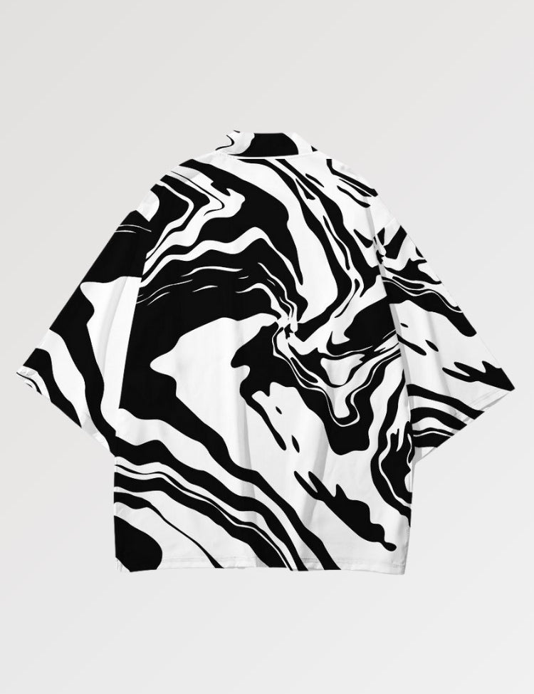 Haori pour Homme au style traditionnel japonais imprimé de deux couleurs dans un design abstrait
