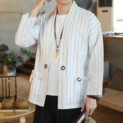 Kimono Cardigan Blanc à Rayure 'Takao'