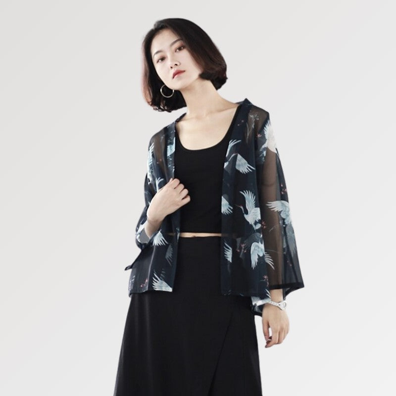 Kimono Femme Noir Transparent 'Hayko'