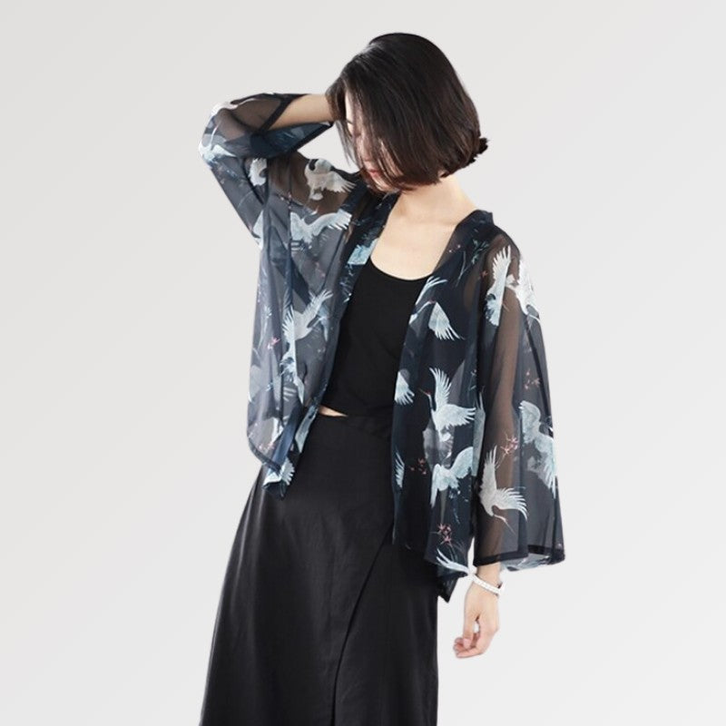 Kimono Femme Noir Transparent 'Hayko'