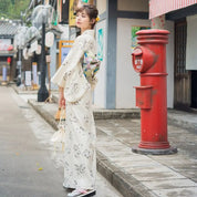 Kimono Japonais Femme Blanc 'Akiko'