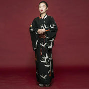 Kimono Japonais Noir Femme 'Hanaé'