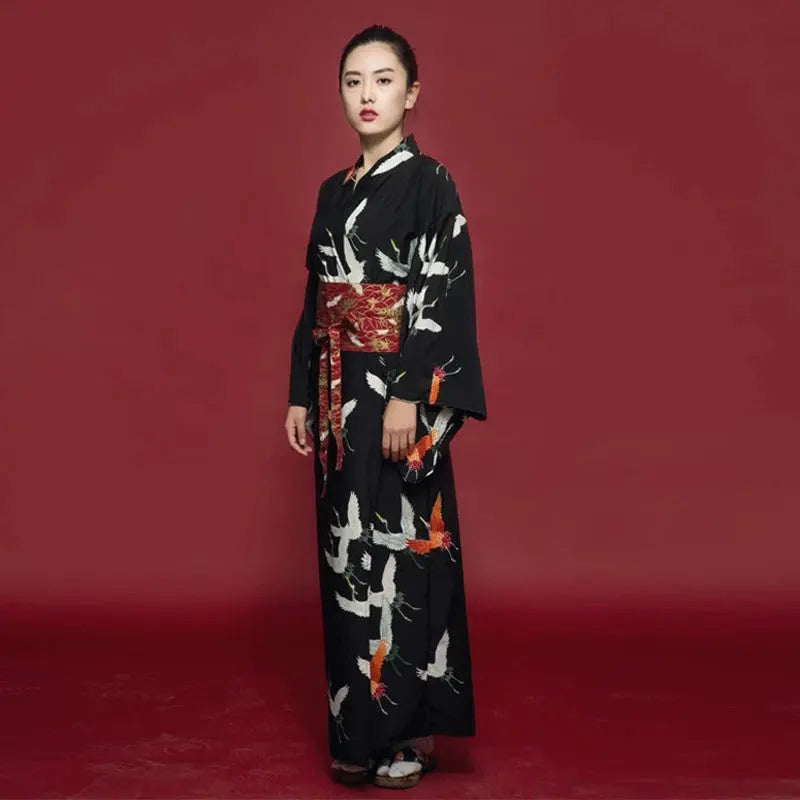 Kimono Japonais Noir Femme 'Hanaé'