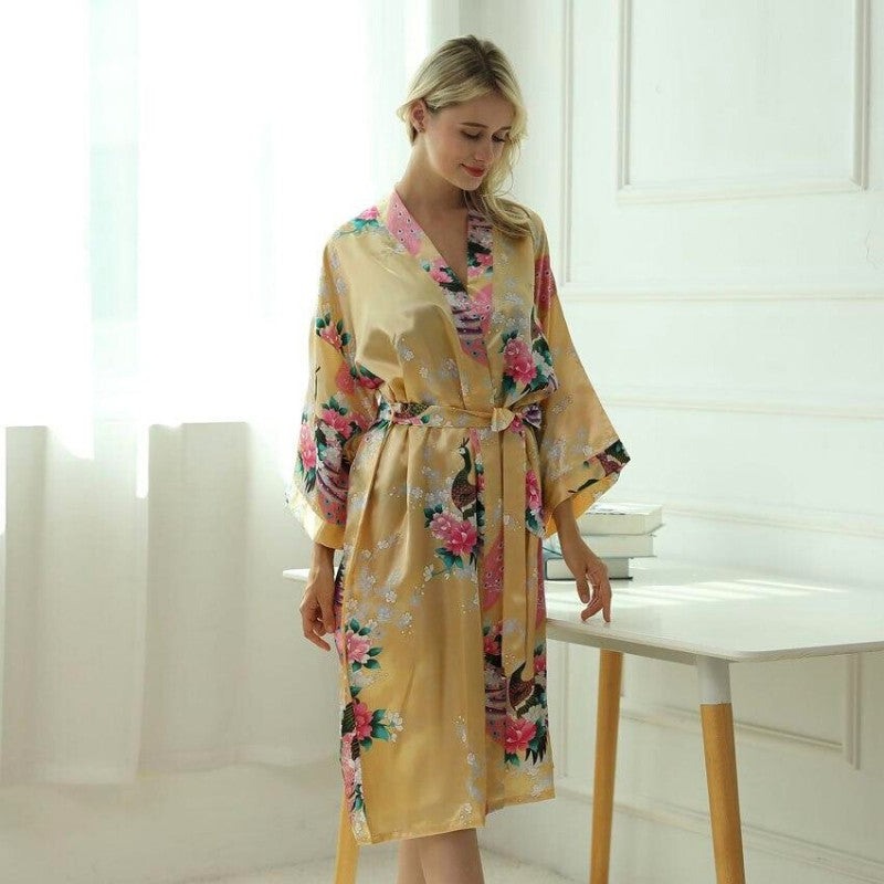 Long Pyjama Japonais Kimono Jaune