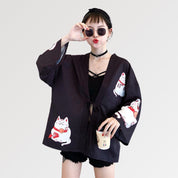 Veste Kimono Femme Rose 'Maneki Neko'