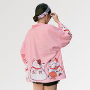 Veste Kimono Femme Rose 'Maneki Neko'