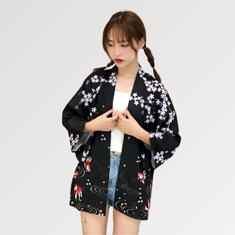 Veste Kimono Noire Femme 'Kurina'