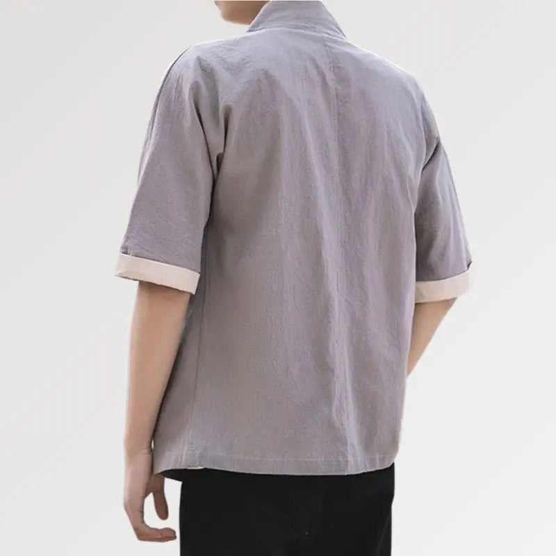 Veste Style Japonais Homme 'Gris Hideki'