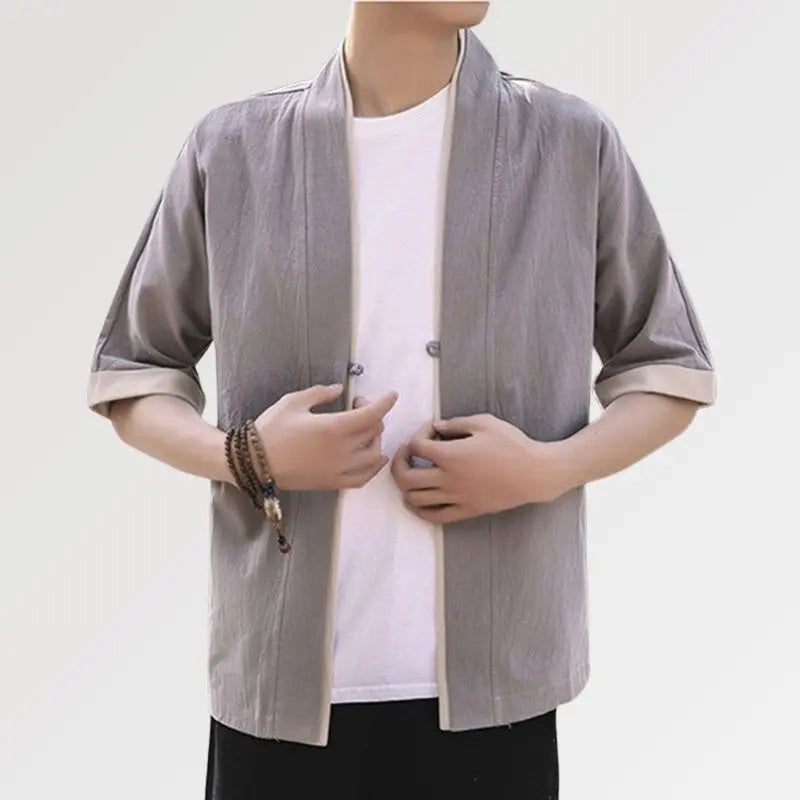 Veste Style Japonais Homme 'Gris Hideki'