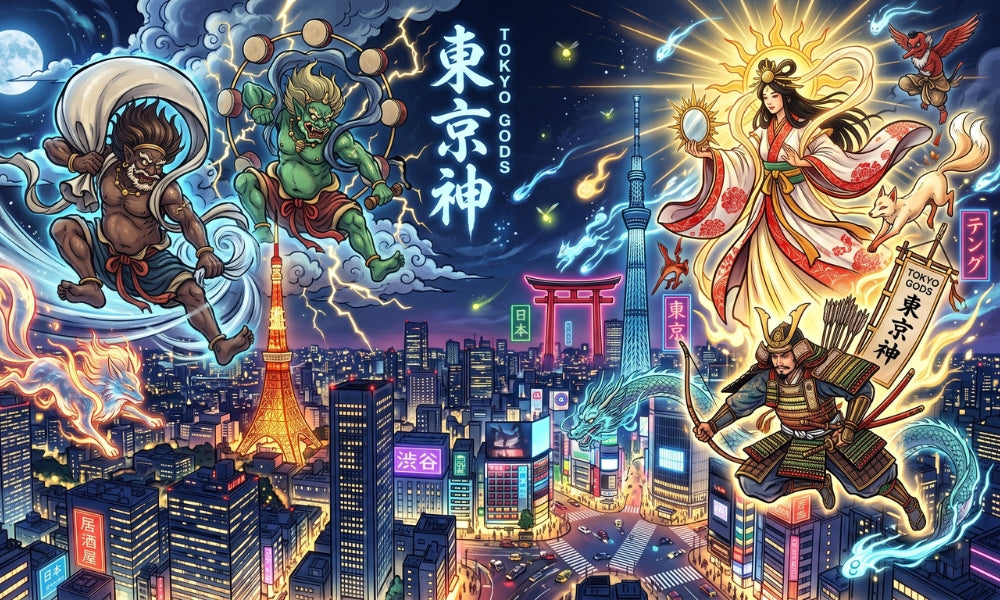 Les dieux et kami du Japon : portail torii vermillon d'un sanctuaire shinto, évoquant Amaterasu, Inari et les divinités de la mythologie japonaise