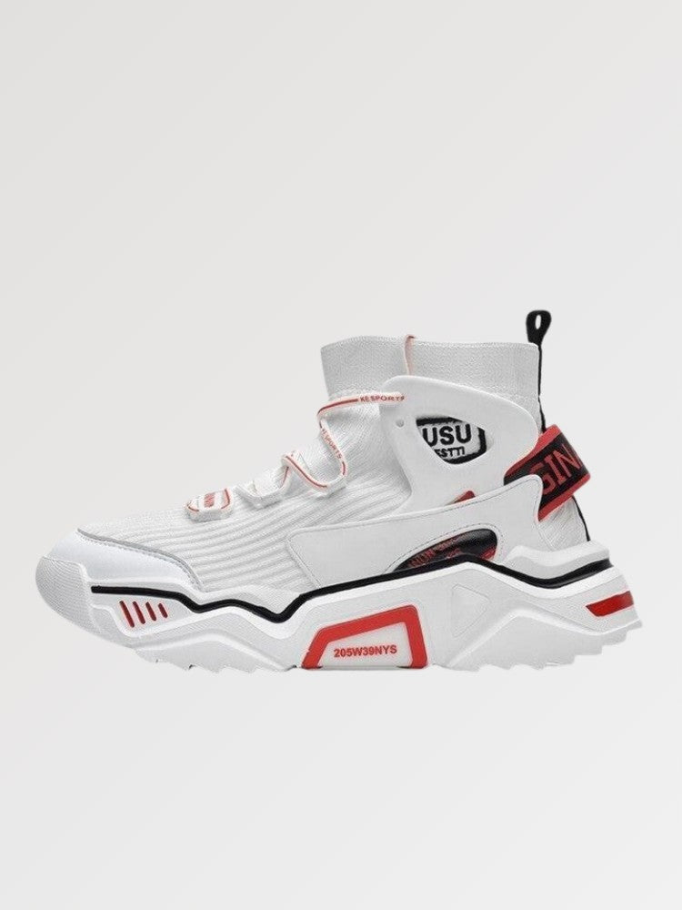 Baskets Mid 'Echizen'— basket japonaise blanc rouge mid