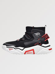 Baskets Mid 'Echizen'— basket homme japonaise blanc rouge mid vue détail