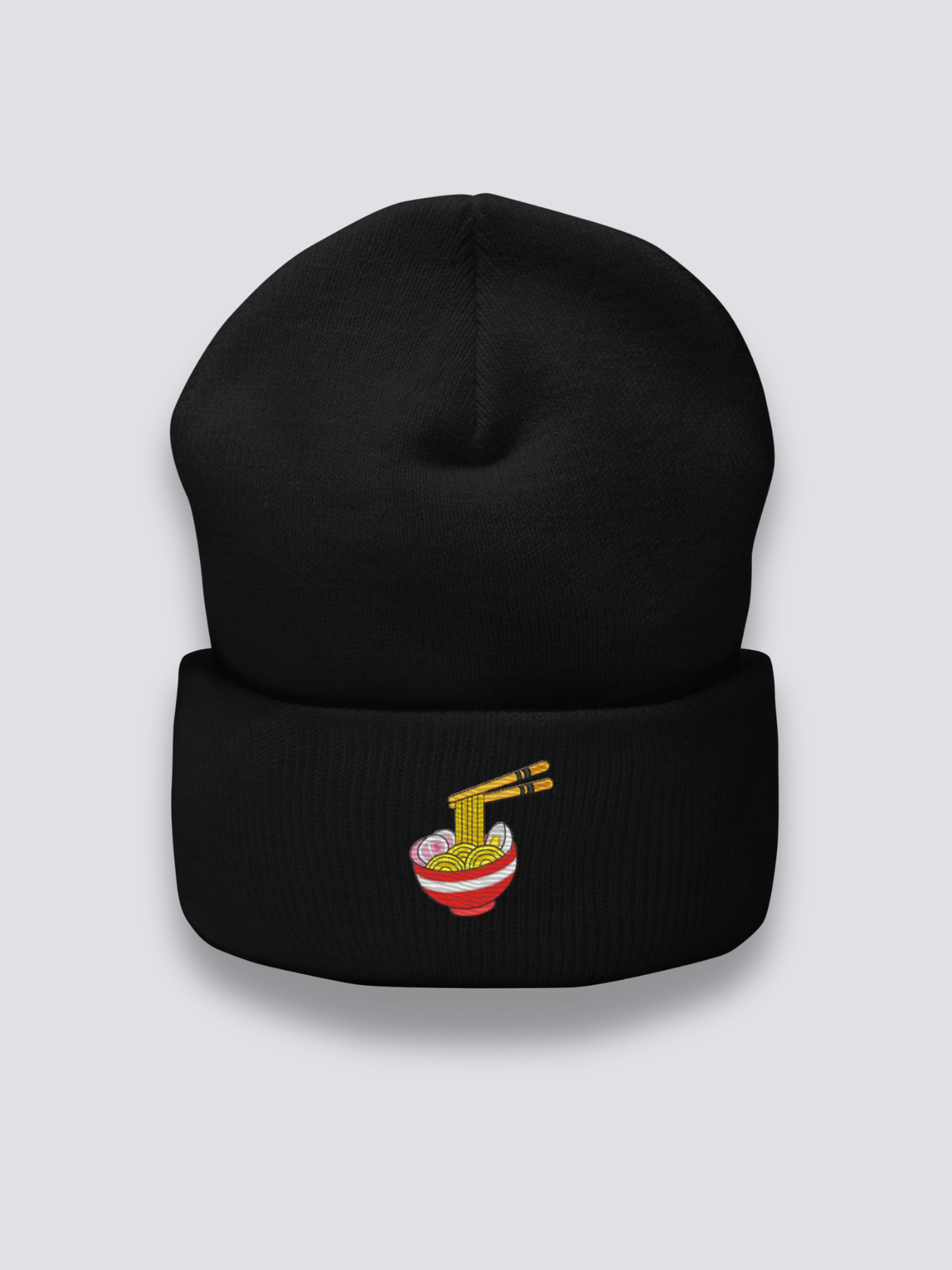 Bonnet japonais à un bol de ramen fumant brodé, porté - Japanstreet