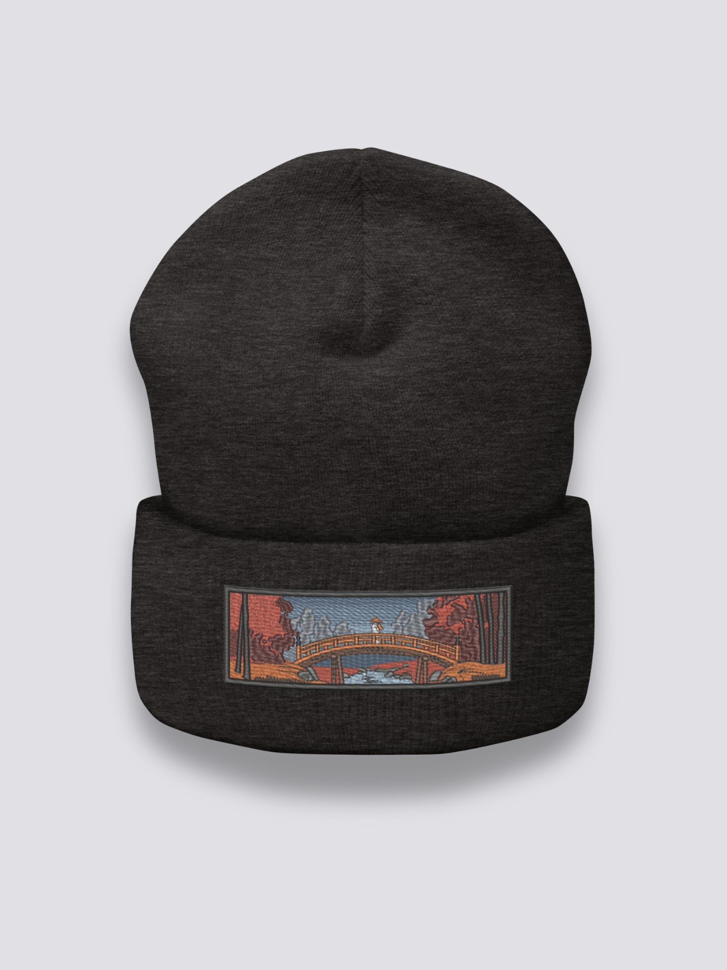 Bonnet japonais à un paysage ukiyo-e brodé, vue 4 - Japanstreet