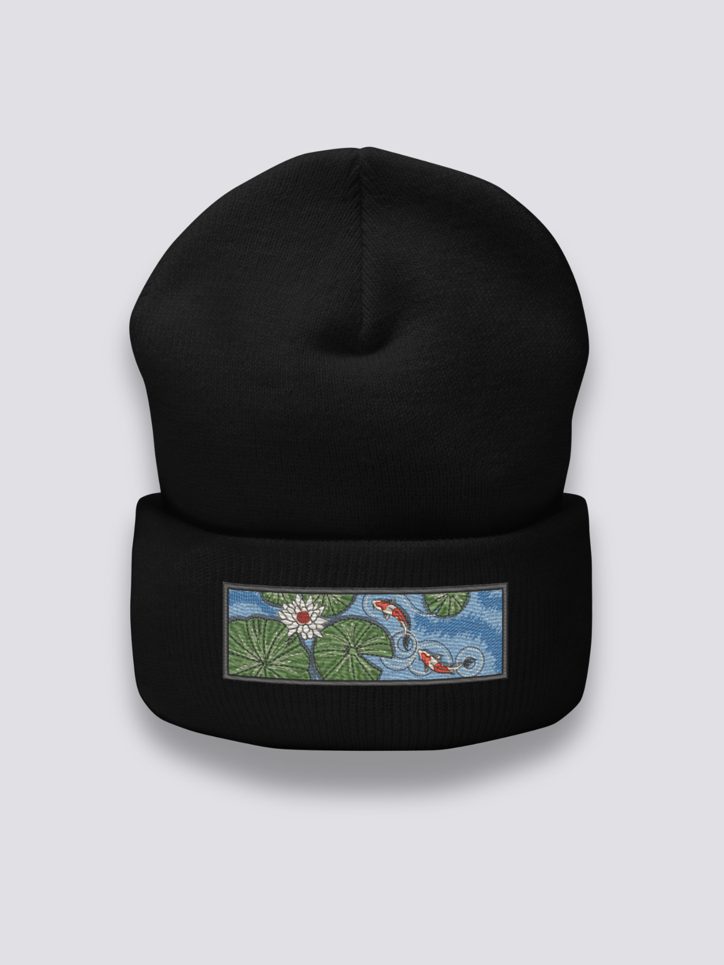 Bonnet japonais à des carpes koï brodées, coloris noir - Japanstreet