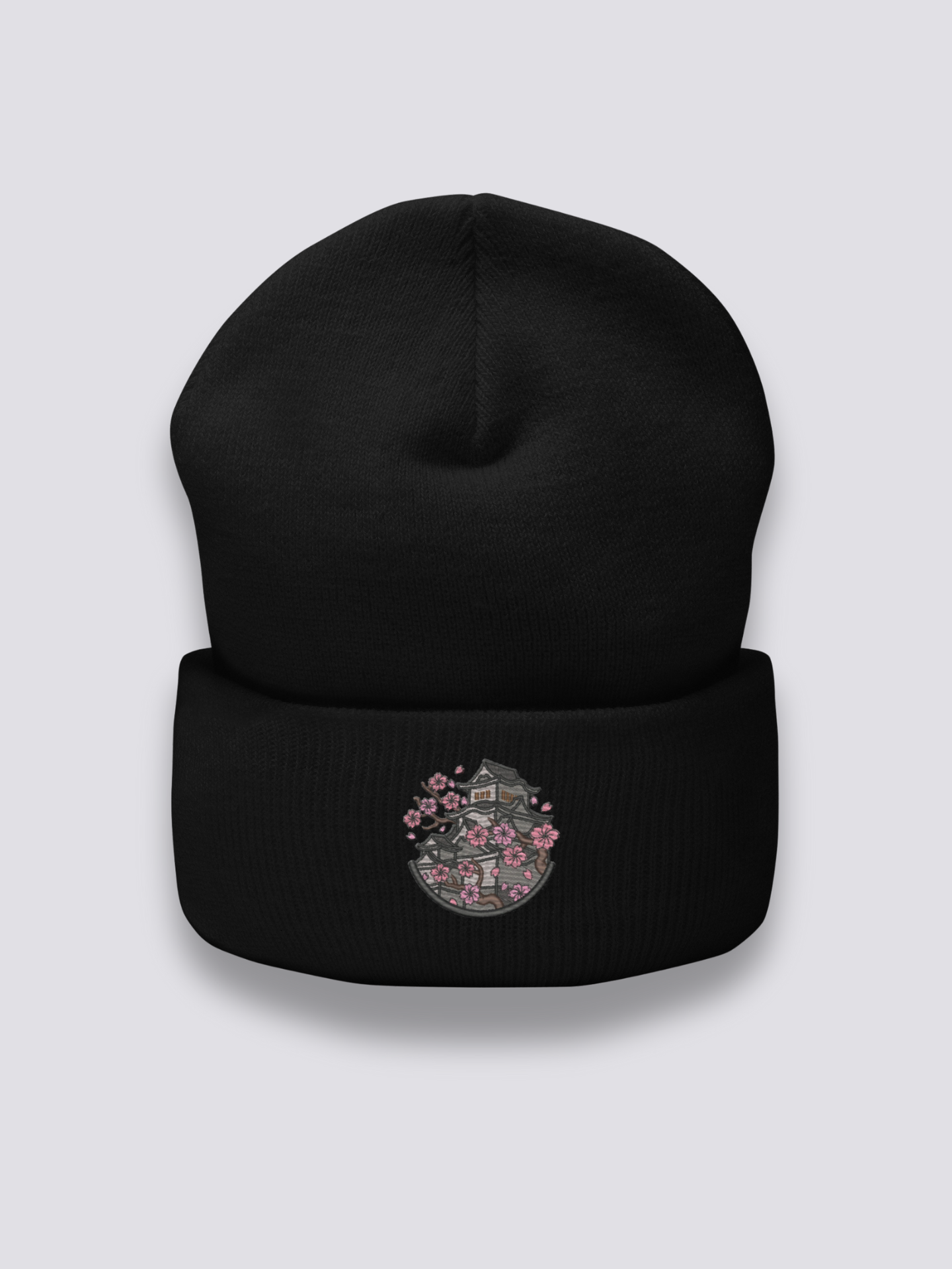 Bonnet japonais à le château de Himeji brodé, coloris noir - Japanstreet