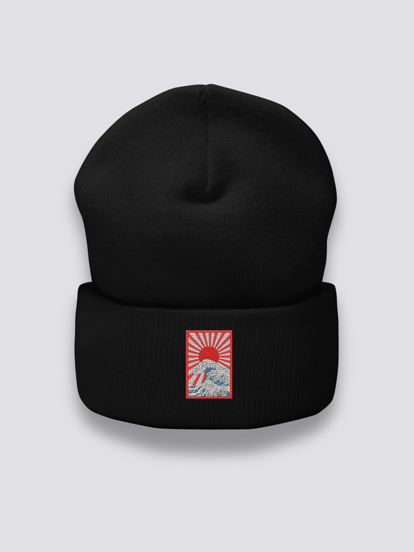 Bonnet japonais à une scène d'estampe ukiyo-e brodée, coloris noir - Japanstreet