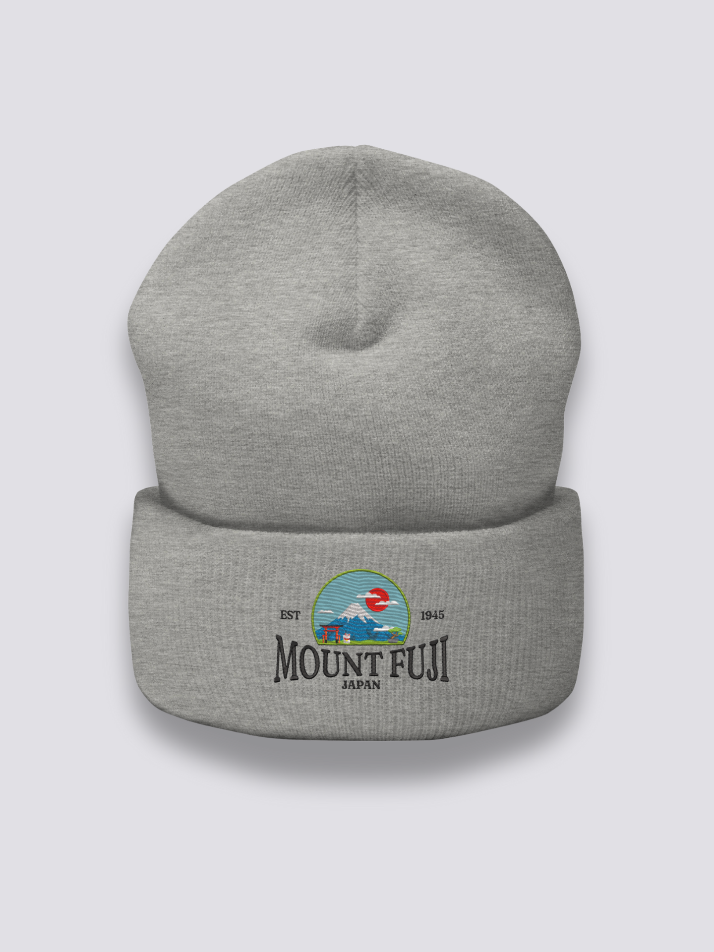 Bonnet japonais à le mont Fuji brodé, coloris gris foncé - Japanstreet