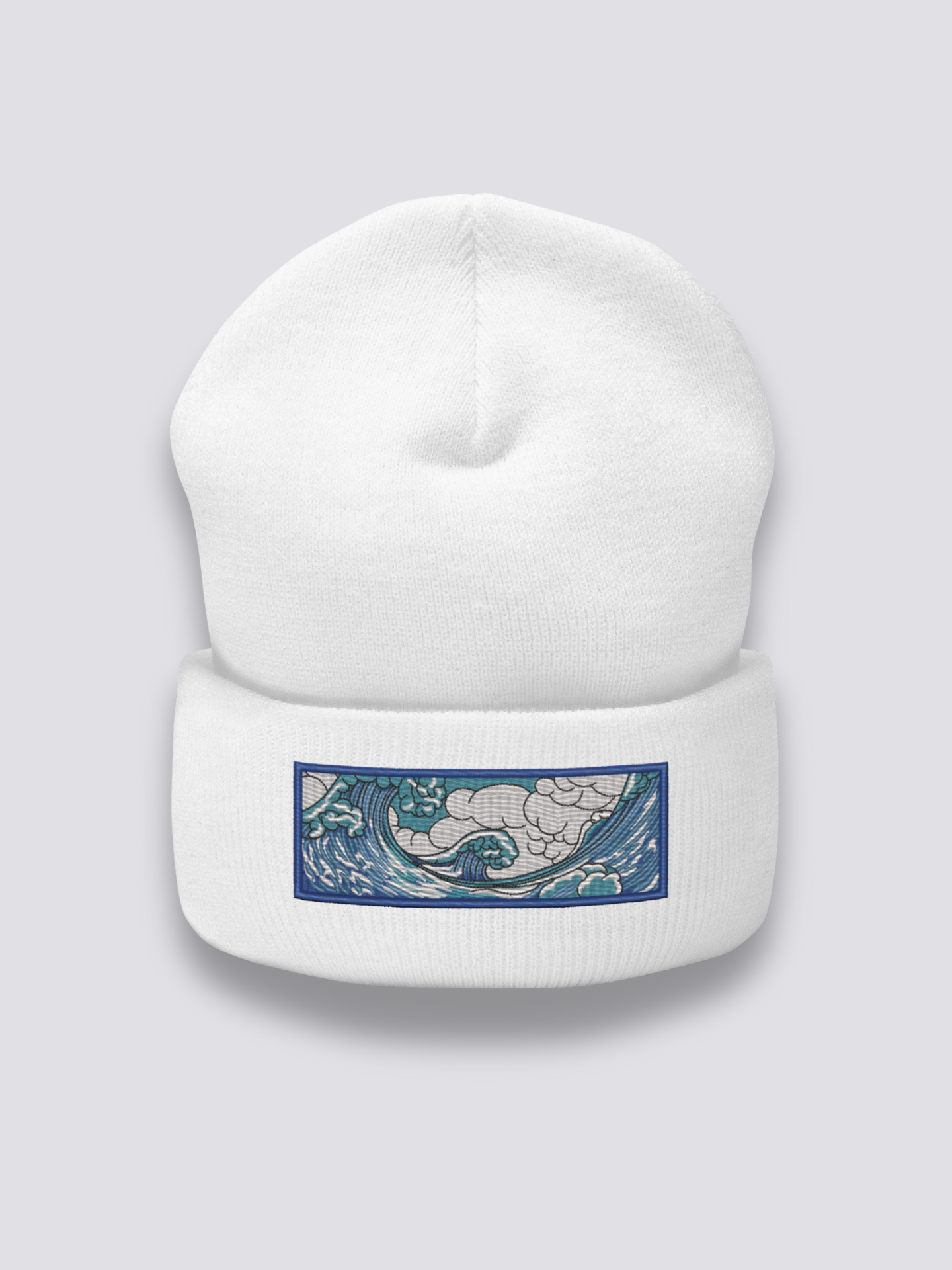 Bonnet japonais à la grande vague de Kanagawa brodée, porté - Japanstreet