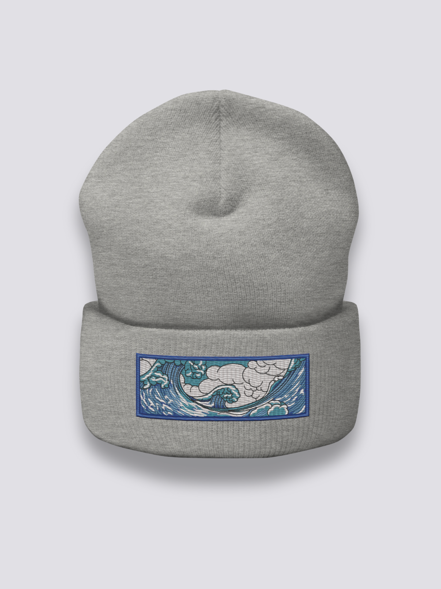 Bonnet japonais à la grande vague de Kanagawa brodée, coloris gris foncé - Japanstreet