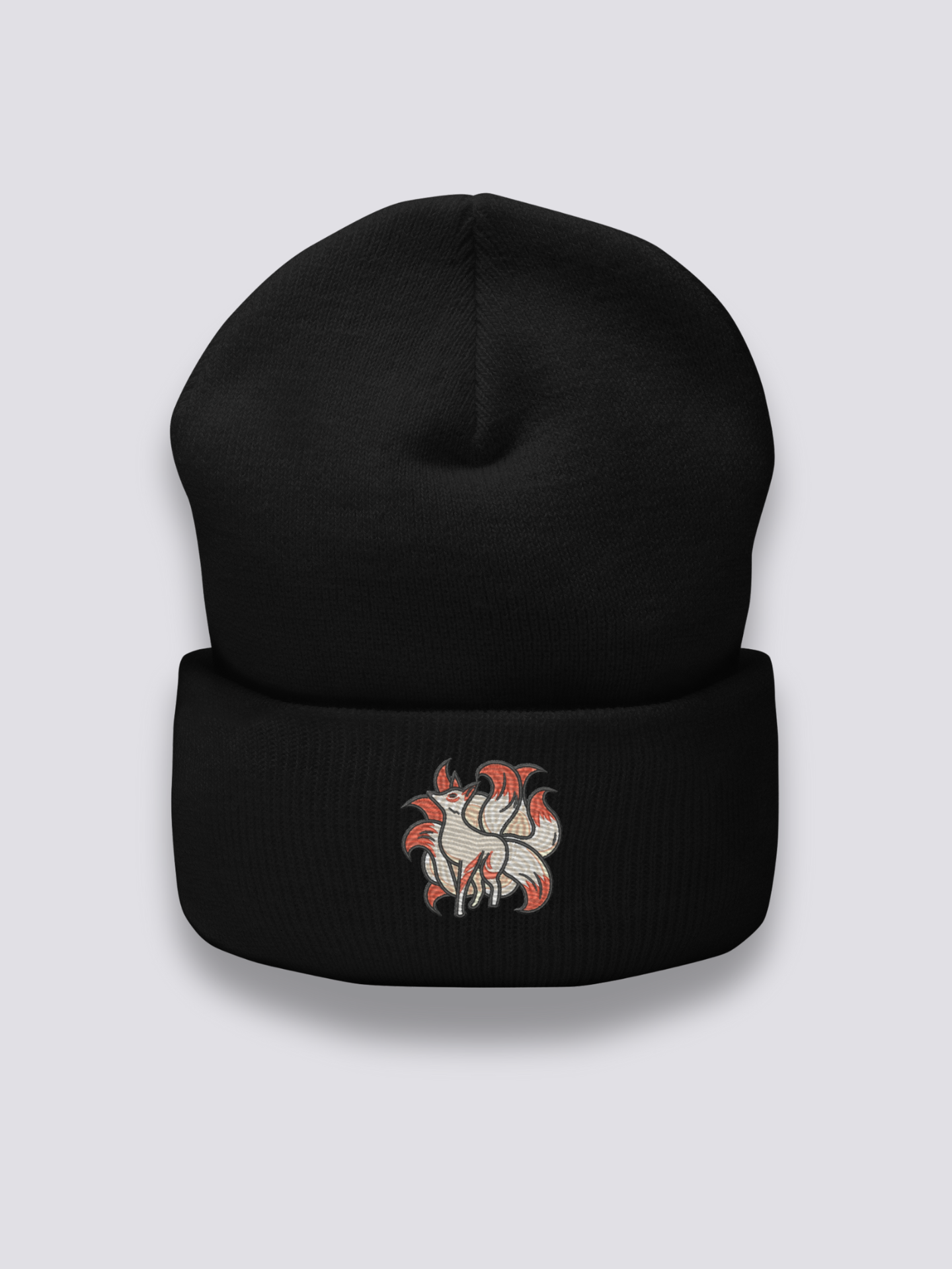 Bonnet japonais à des renards kitsune brodés, coloris noir - Japanstreet