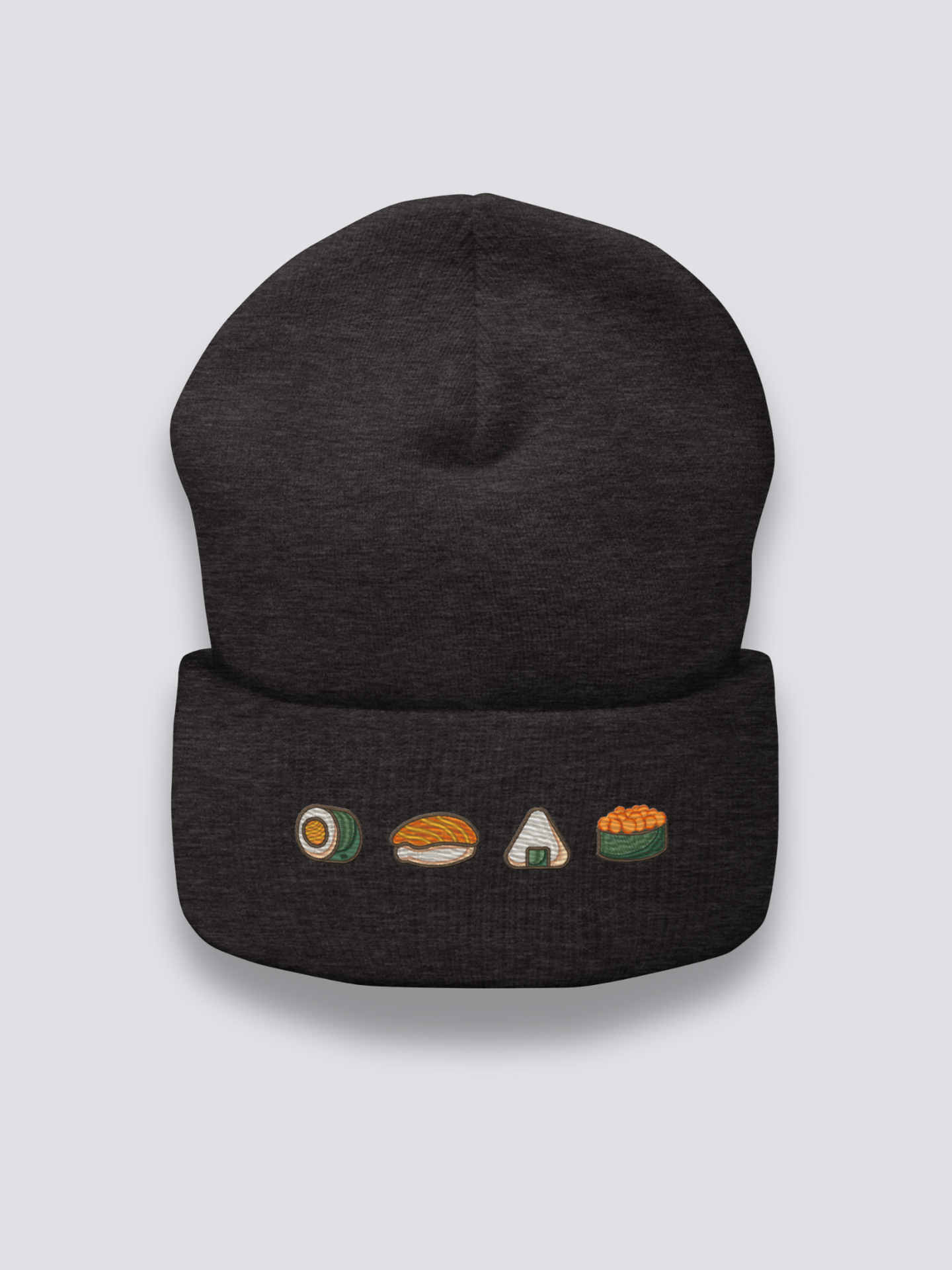 Bonnet japonais à des sushis maki, nigiri et onigiri brodés, vue 4 - Japanstreet
