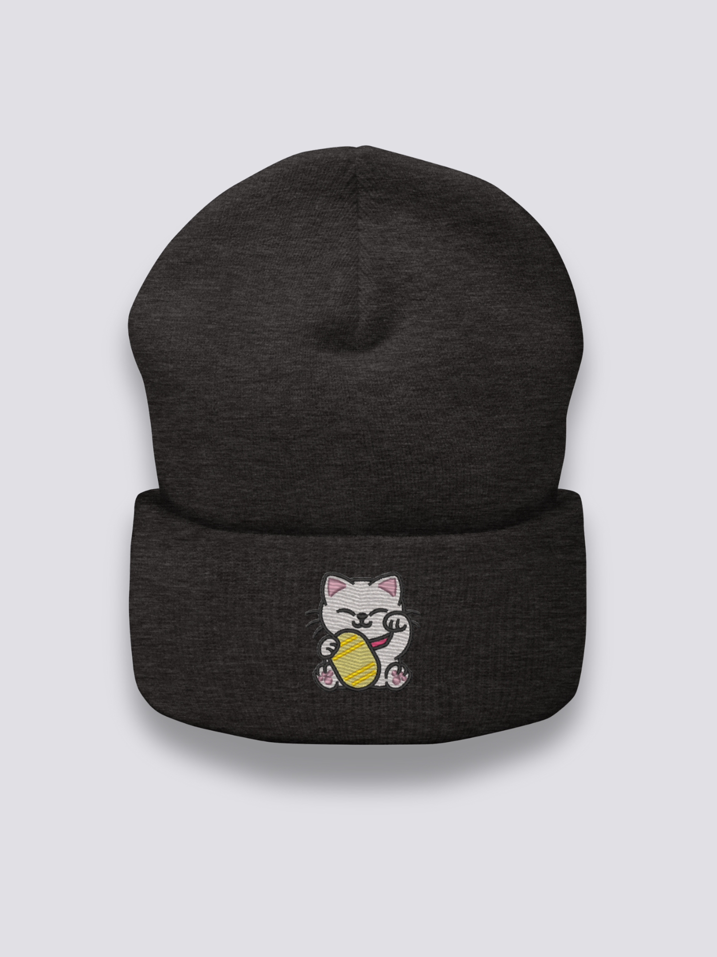 Bonnet japonais à un chat porte-bonheur maneki-neko brodé, vue 4 - Japanstreet