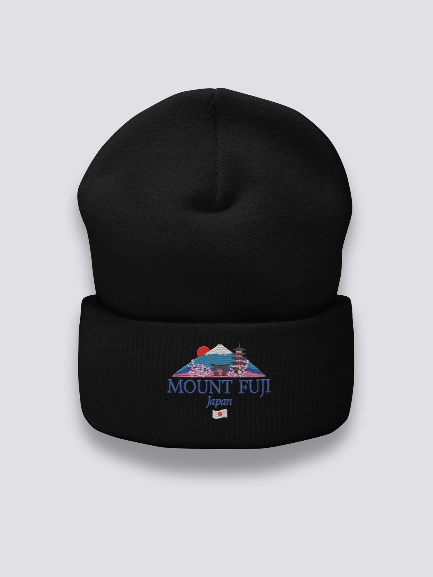 Bonnet japonais à le mont Fuji brodé, coloris noir - Japanstreet