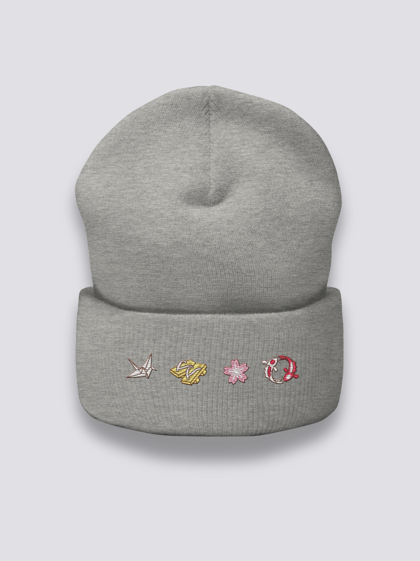 Bonnet japonais à une frise de motifs japonais brodés, coloris gris foncé - Japanstreet