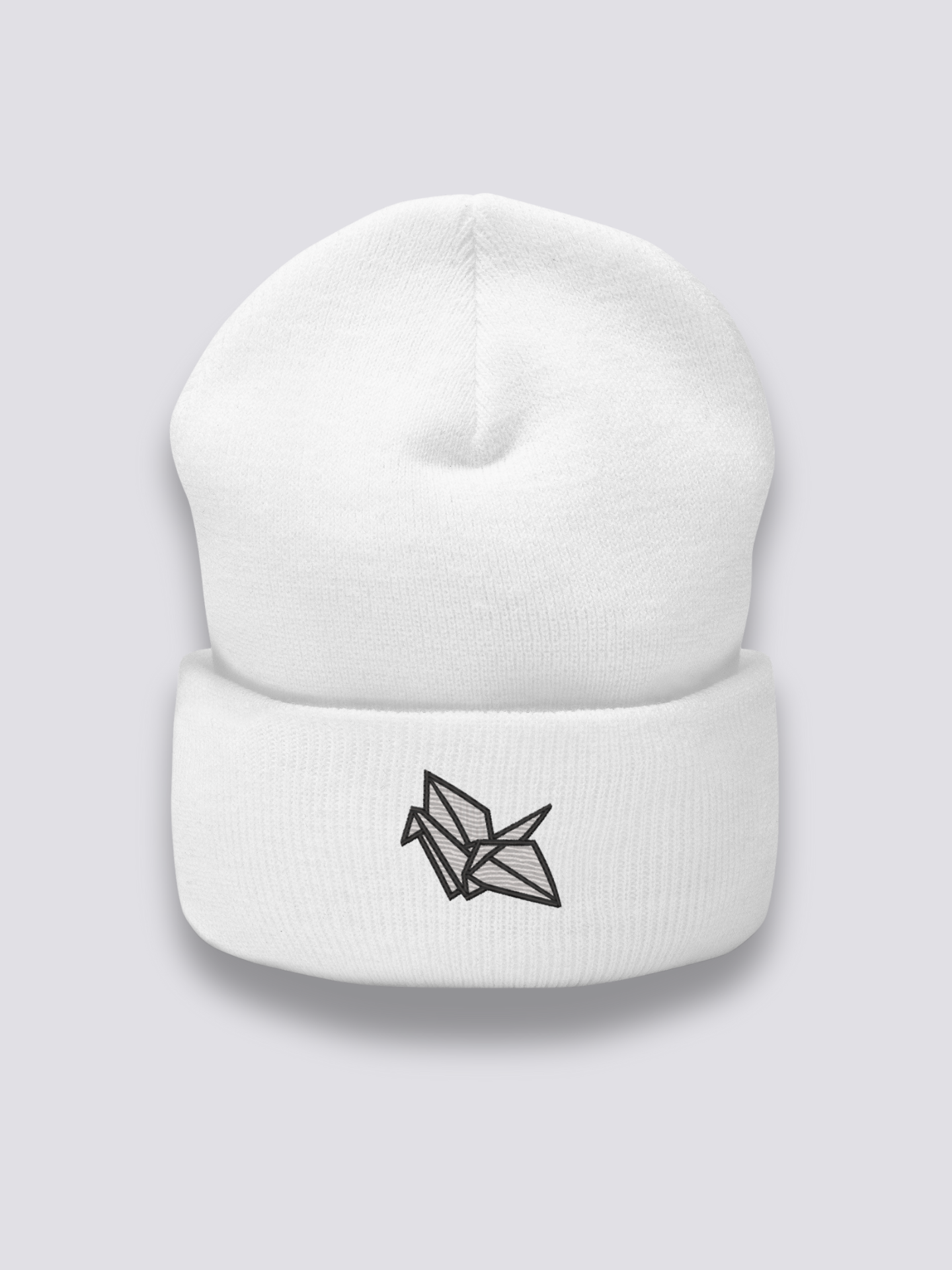Bonnet japonais à une grue en origami brodée, coloris blanc - Japanstreet