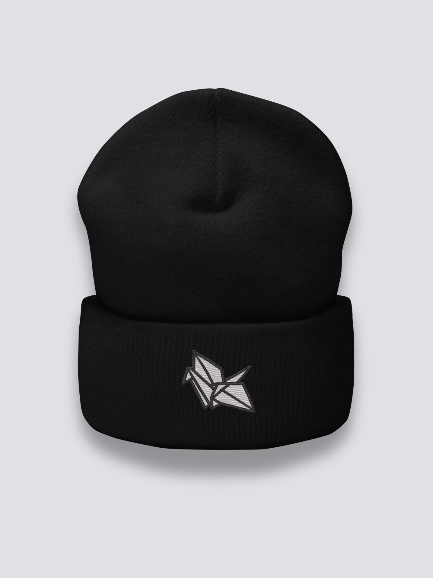 Bonnet japonais à une grue en origami brodée, coloris noir - Japanstreet