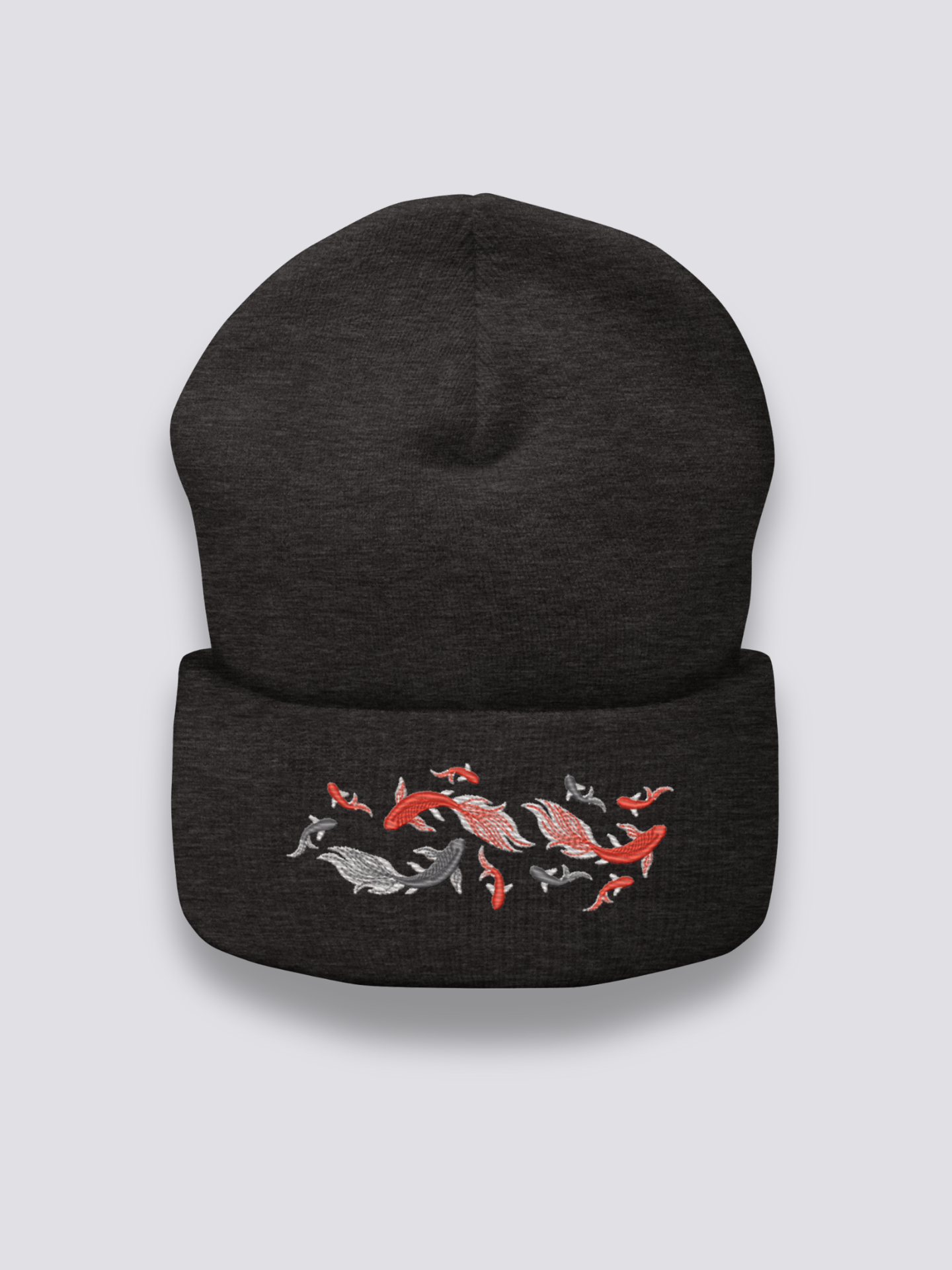 Bonnet japonais à des poissons japonais brodés, porté - Japanstreet