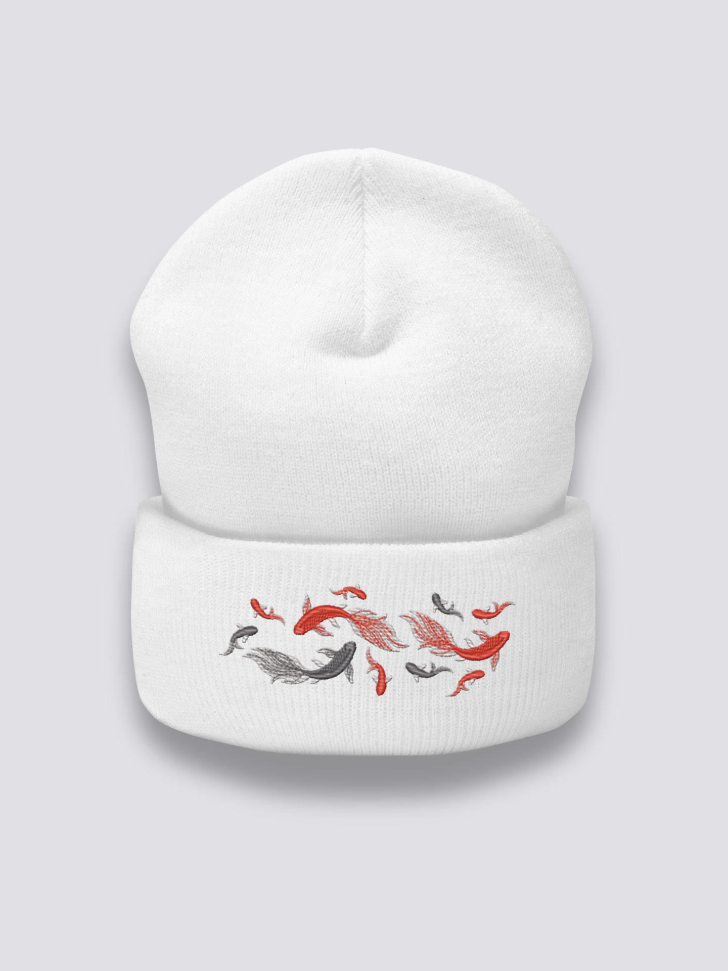 Bonnet japonais à des poissons japonais brodés, coloris blanc - Japanstreet