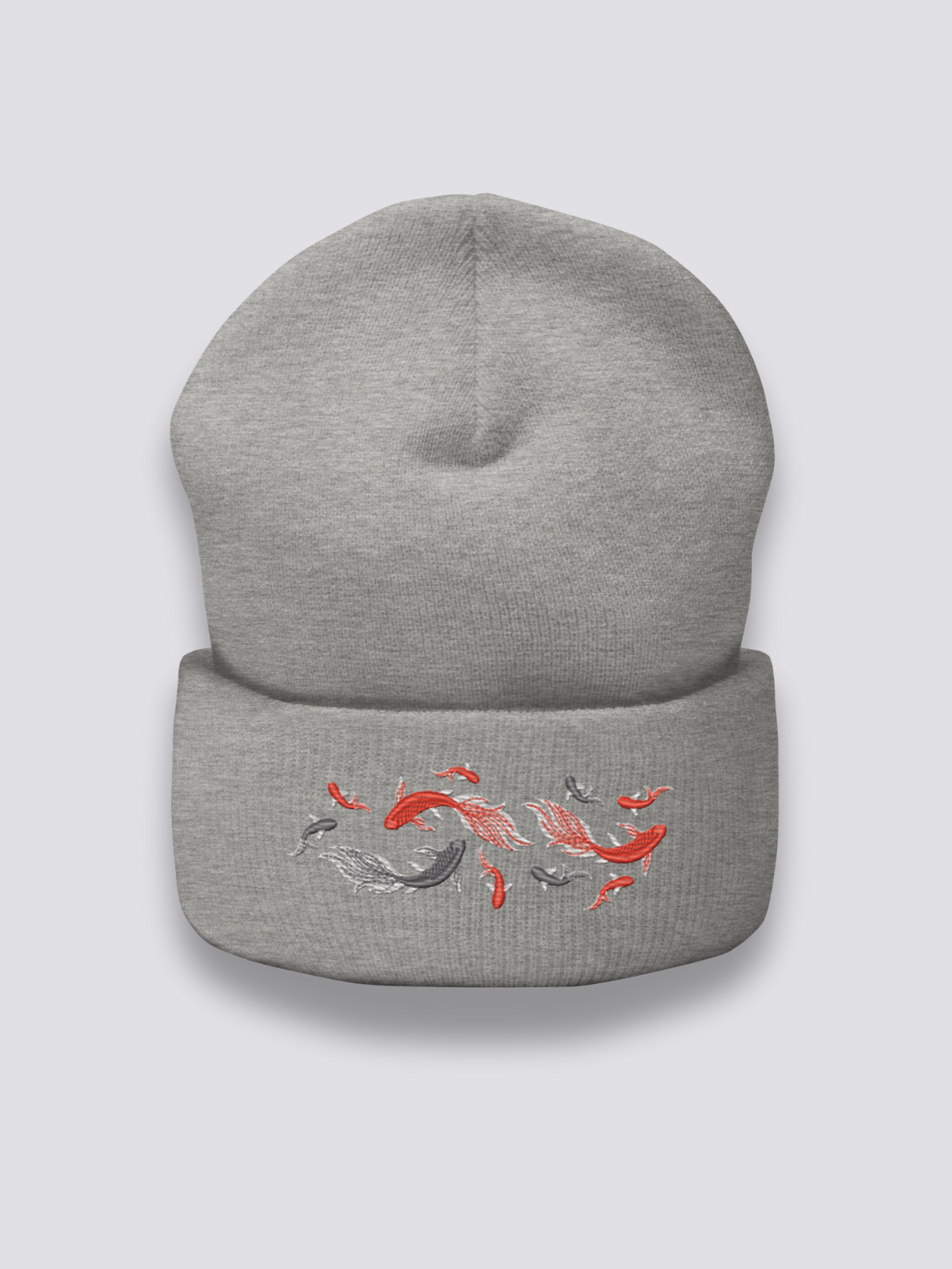 Bonnet japonais à des poissons japonais brodés, coloris gris foncé - Japanstreet