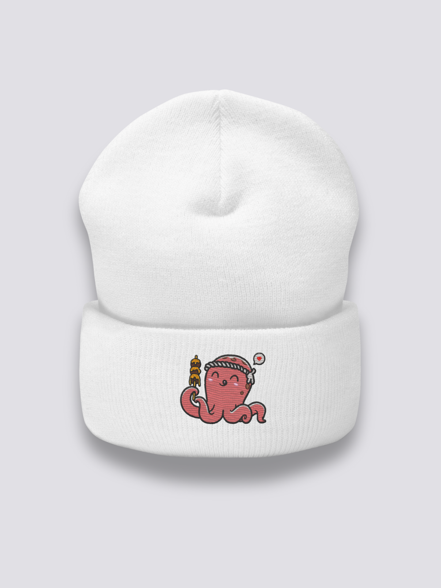 Bonnet japonais à un poulpe brodé, coloris blanc - Japanstreet