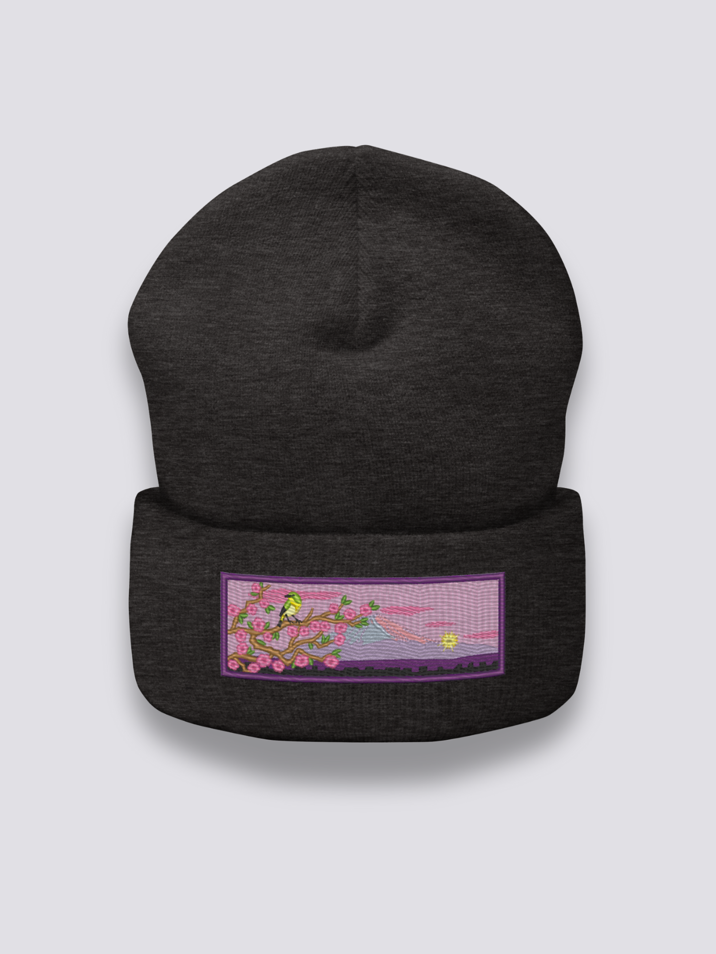 Bonnet japonais à une scène de printemps japonais brodée, vue 2 - Japanstreet