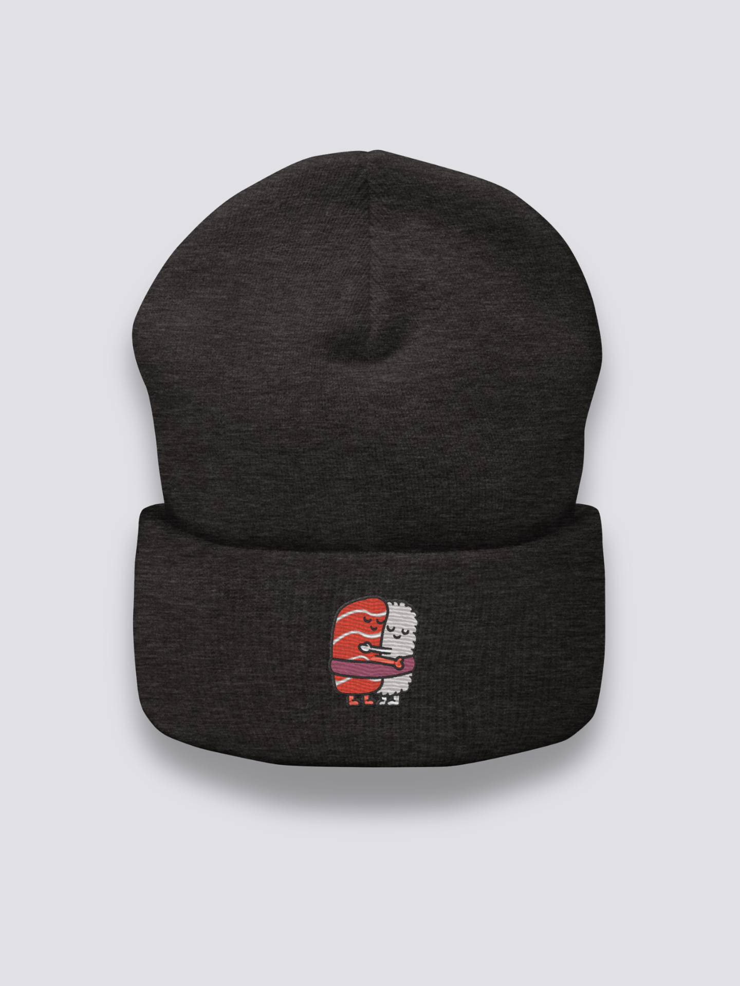 Bonnet japonais à un nigiri au saumon brodé, porté - Japanstreet